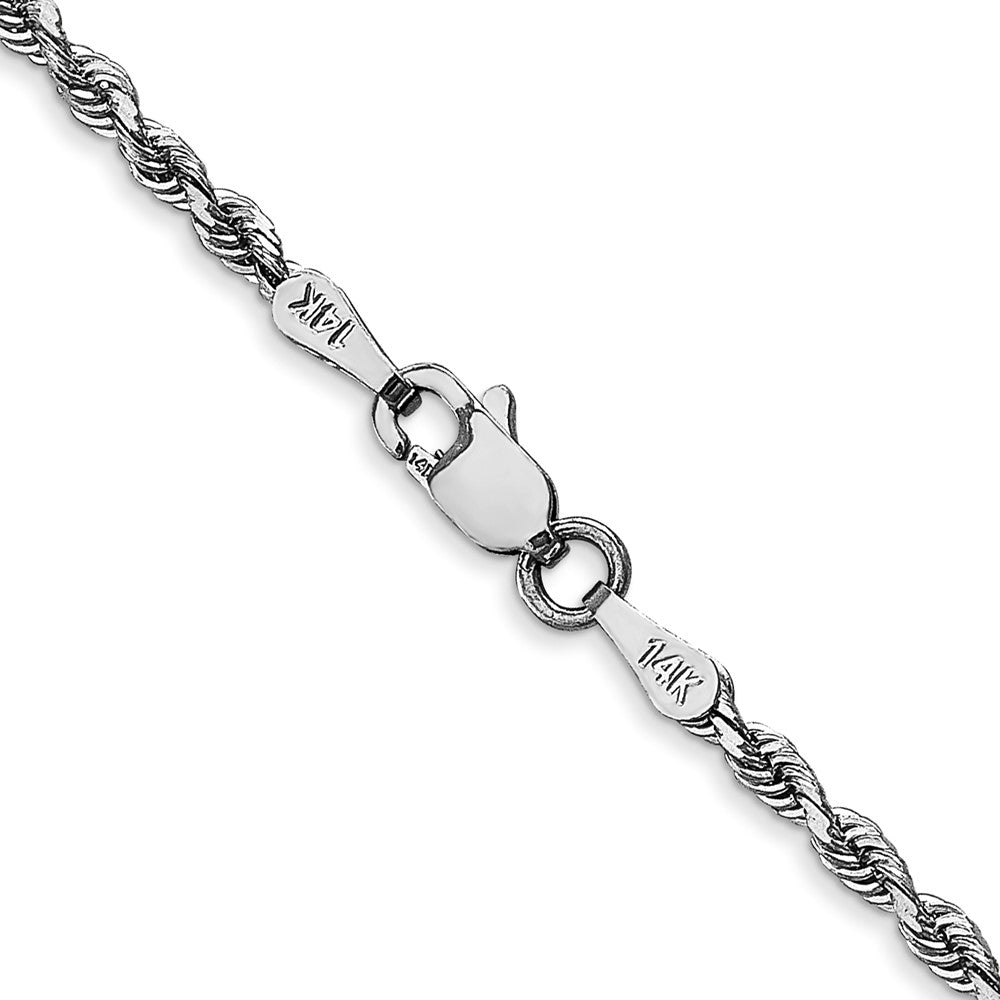14K White Gold 22 Inch 2.25mm Diamond-cut Quadruple Rope Lobster Clasp Chain