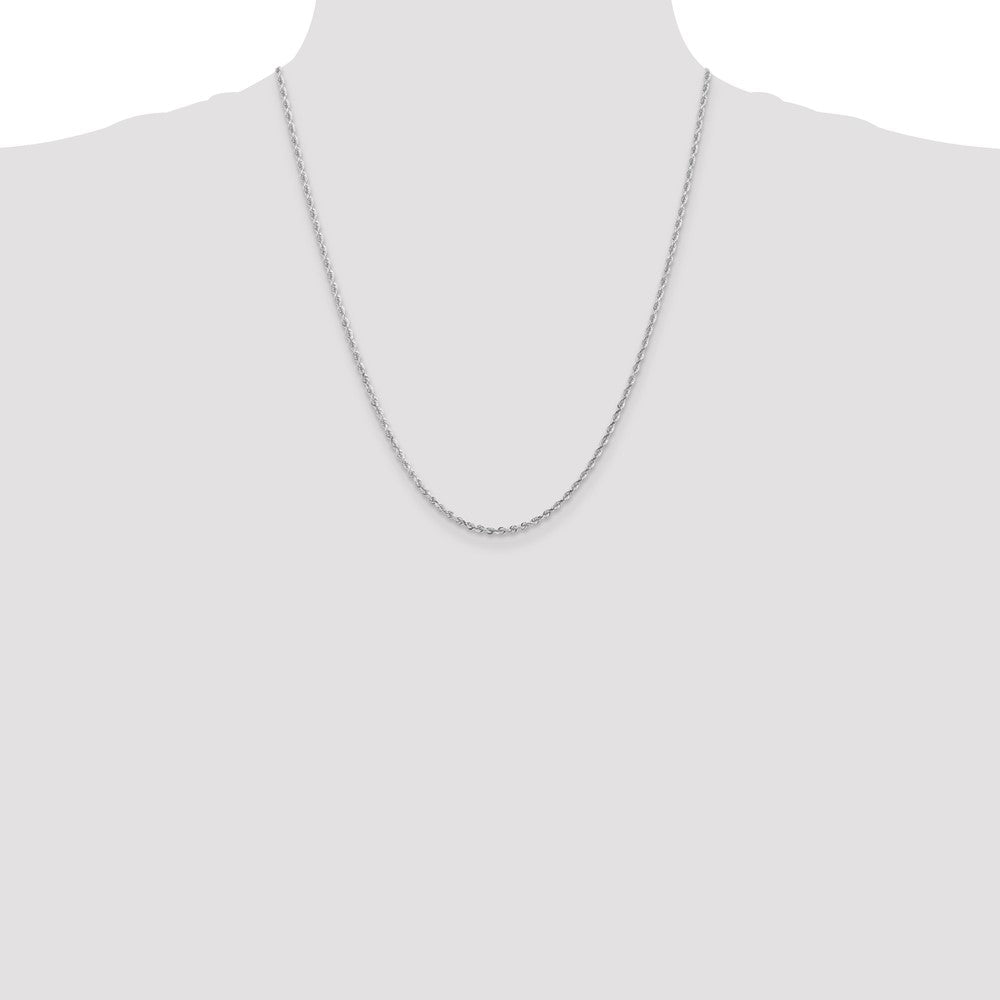 14K White Gold 22 Inch 2.25mm Diamond-cut Quadruple Rope Lobster Clasp Chain