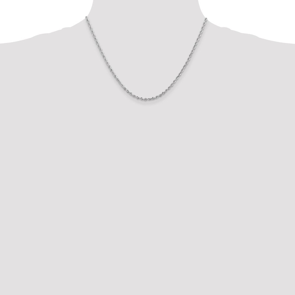 14K White Gold 18 Inch 2.75mm Diamond-cut Quadruple Rope Lobster Clasp Chain