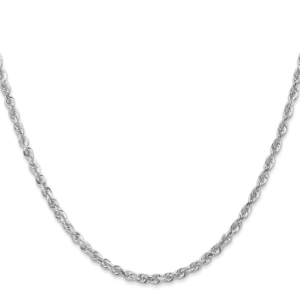 14K White Gold 20 Inch 3mm Diamond-cut Quadruple Rope Lobster Clasp Chain