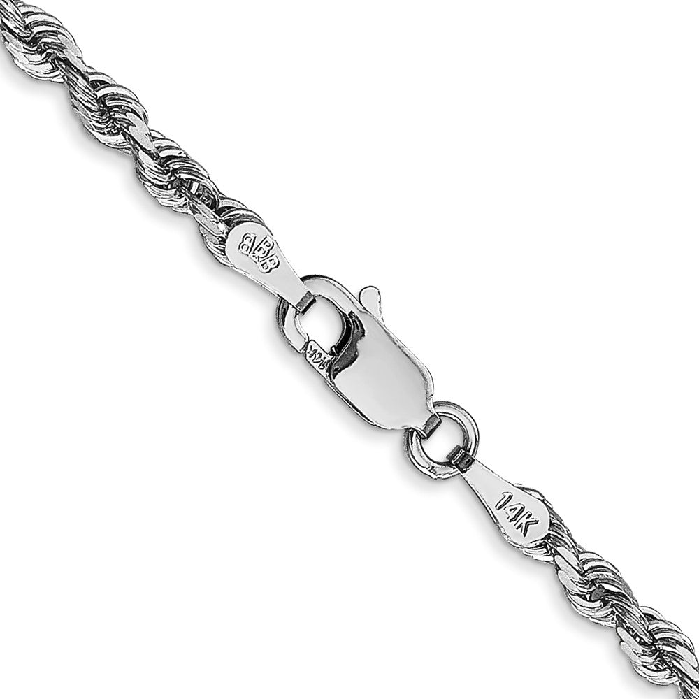 14K White Gold 30 Inch 3mm Diamond-cut Quadruple Rope Lobster Clasp Chain