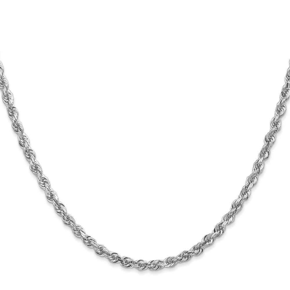 14K White Gold 30 Inch 3.35mm Diamond-cut Quadruple Rope Lobster Clasp Chain