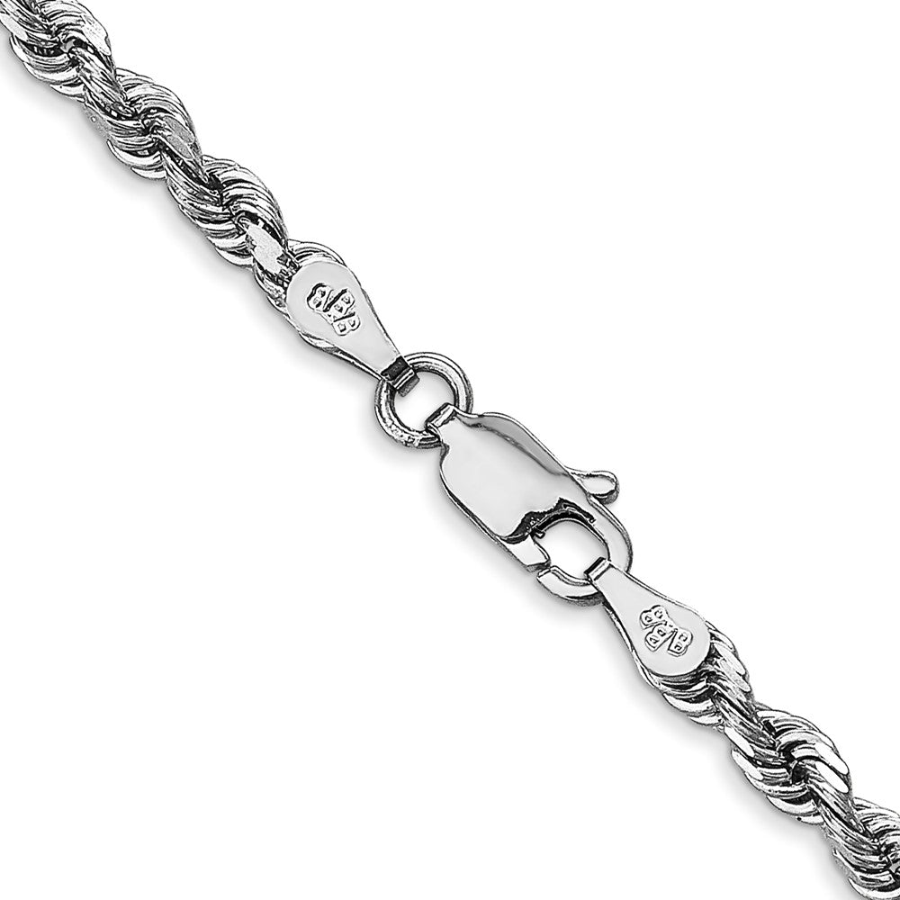 14K White Gold 18 Inch 3.35mm Diamond-cut Quadruple Rope Lobster Clasp Chain