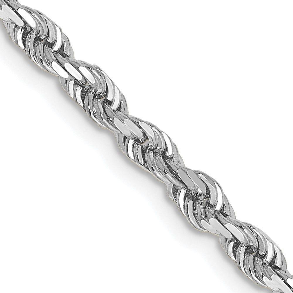 14K White Gold 18 Inch 3.35mm Diamond-cut Quadruple Rope Lobster Clasp Chain