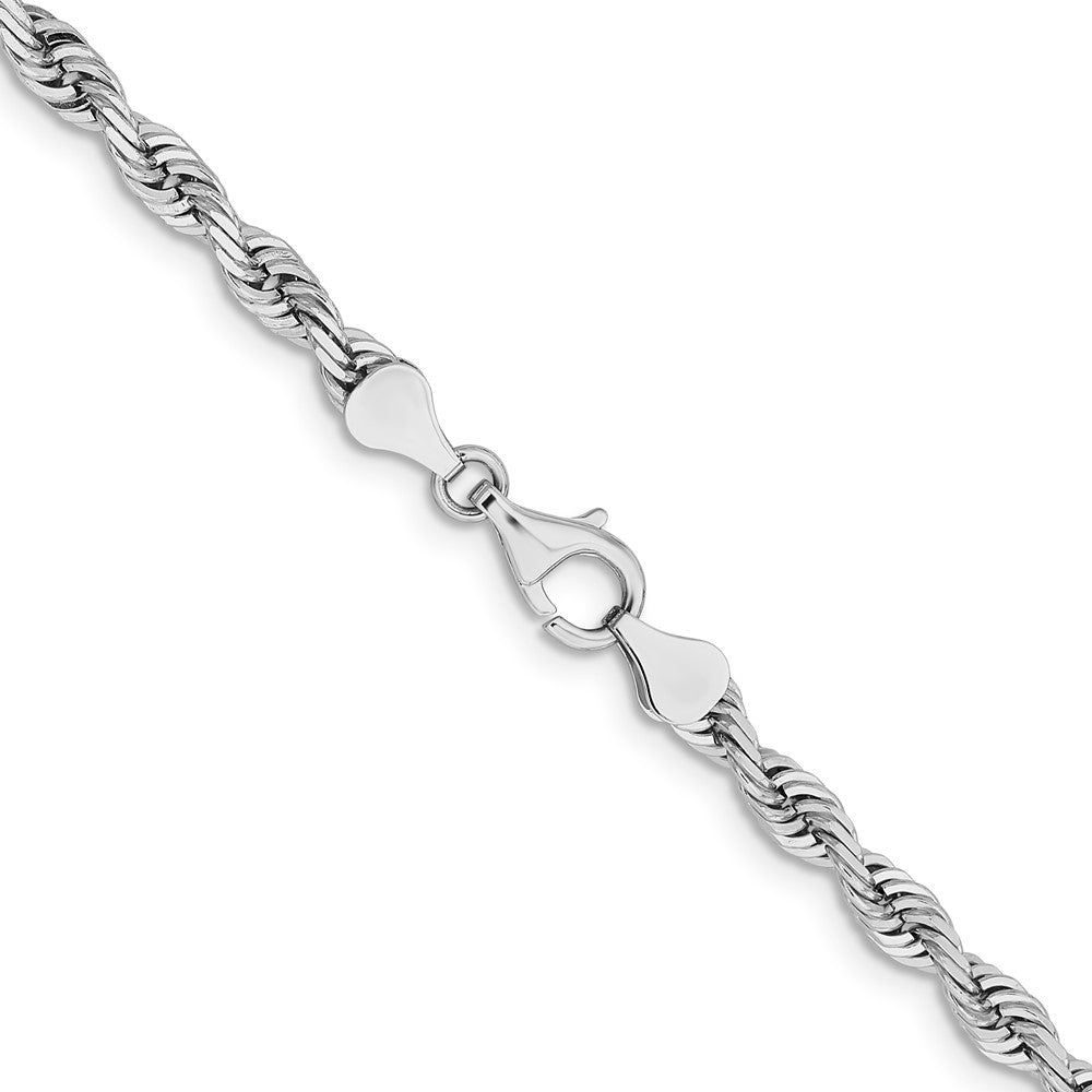 14K White Gold 20 Inch 5mm Diamond-cut Quadruple Rope Lobster Clasp Chain