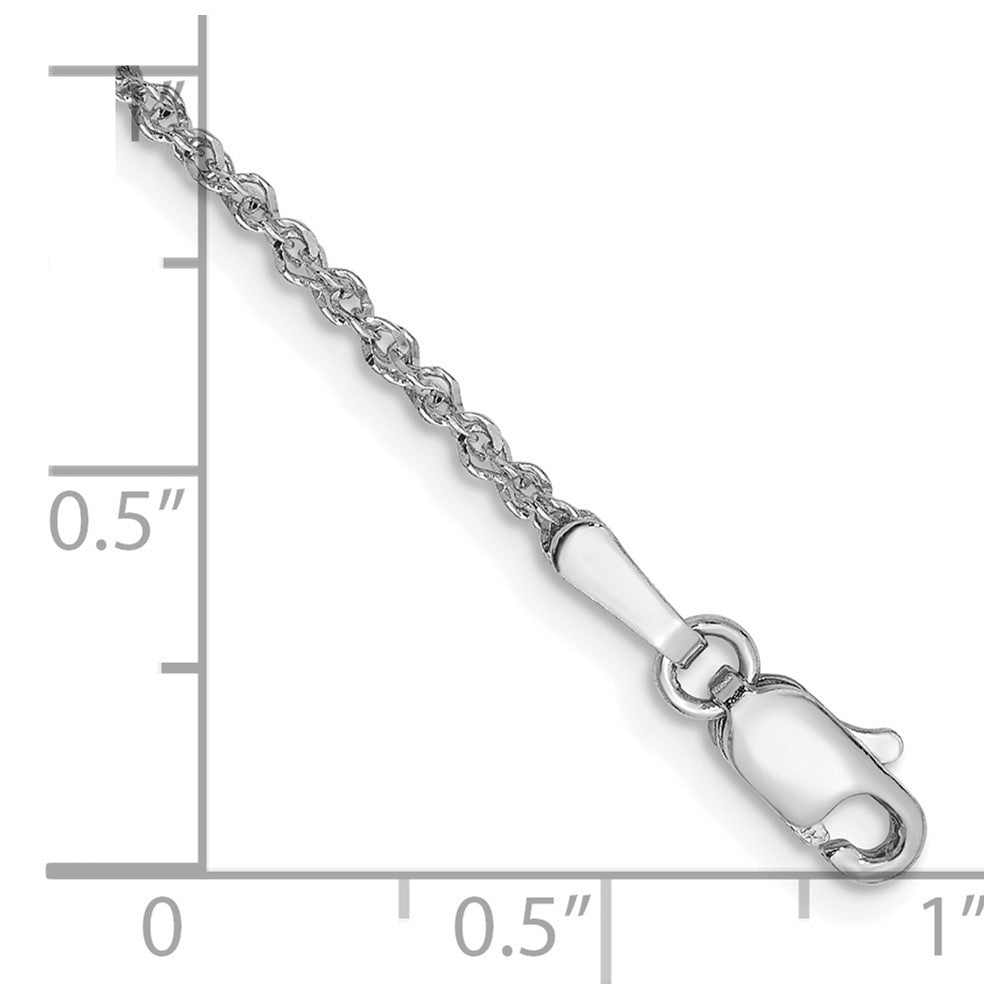 14K  White Gold 10 inch 1.7mm Ropa with Lobster Clasp Anklet