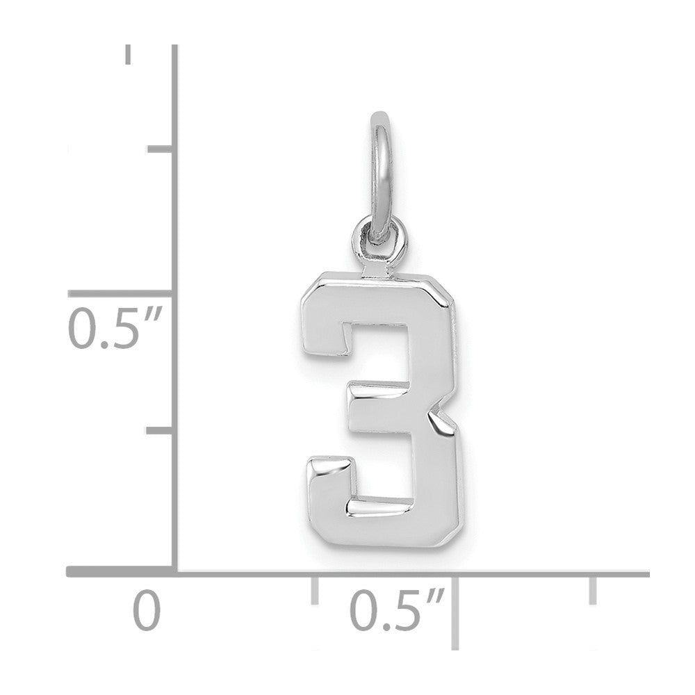 14kw Small Polished Number 3 Charm