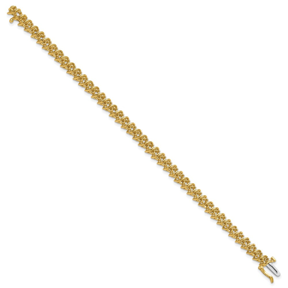 14k Holds 2.25 carat 43-2.4mm Round Diamond Fancy Spiral 7 inch Tennis Bracelet Mounting