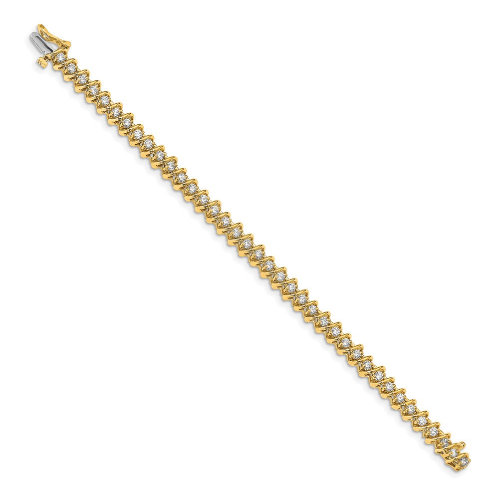 14k Complete 2.25 carat Round AA Diamond Fancy Spiral 7 inch Tennis Bracelet