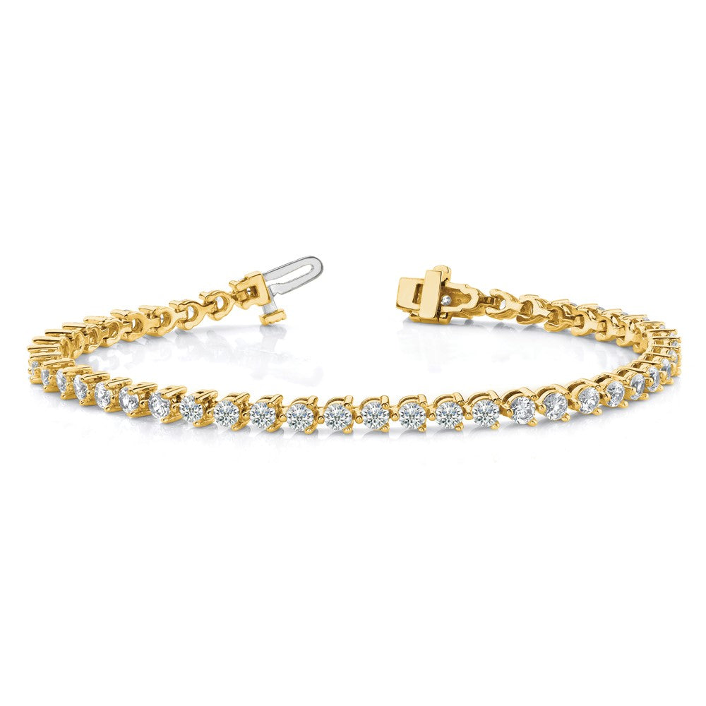 14k Holds 7 carat 38-3.6mm Round Diamond 3-prong 7 inch Tennis Bracelet Mounting