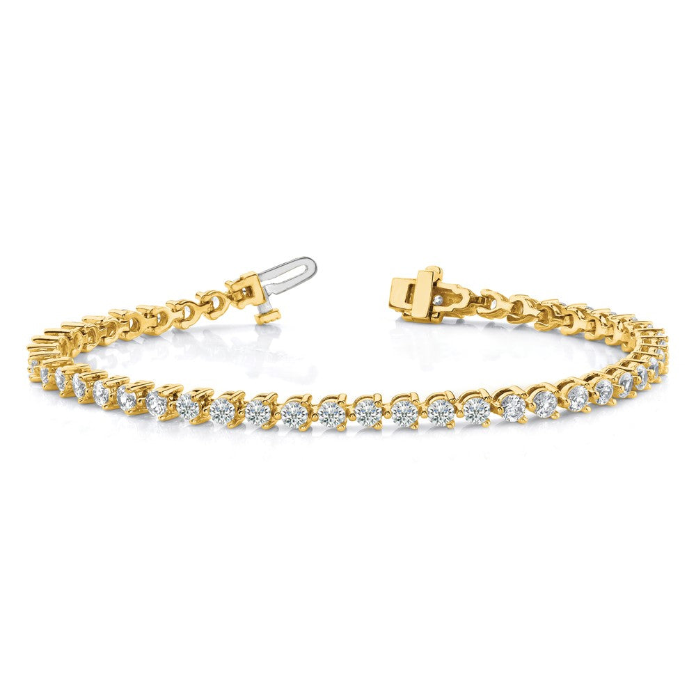 14k Holds 10.2 carat 34-4.3mm Round Diamond 3-prong 7 inch Tennis Bracelet Mounting