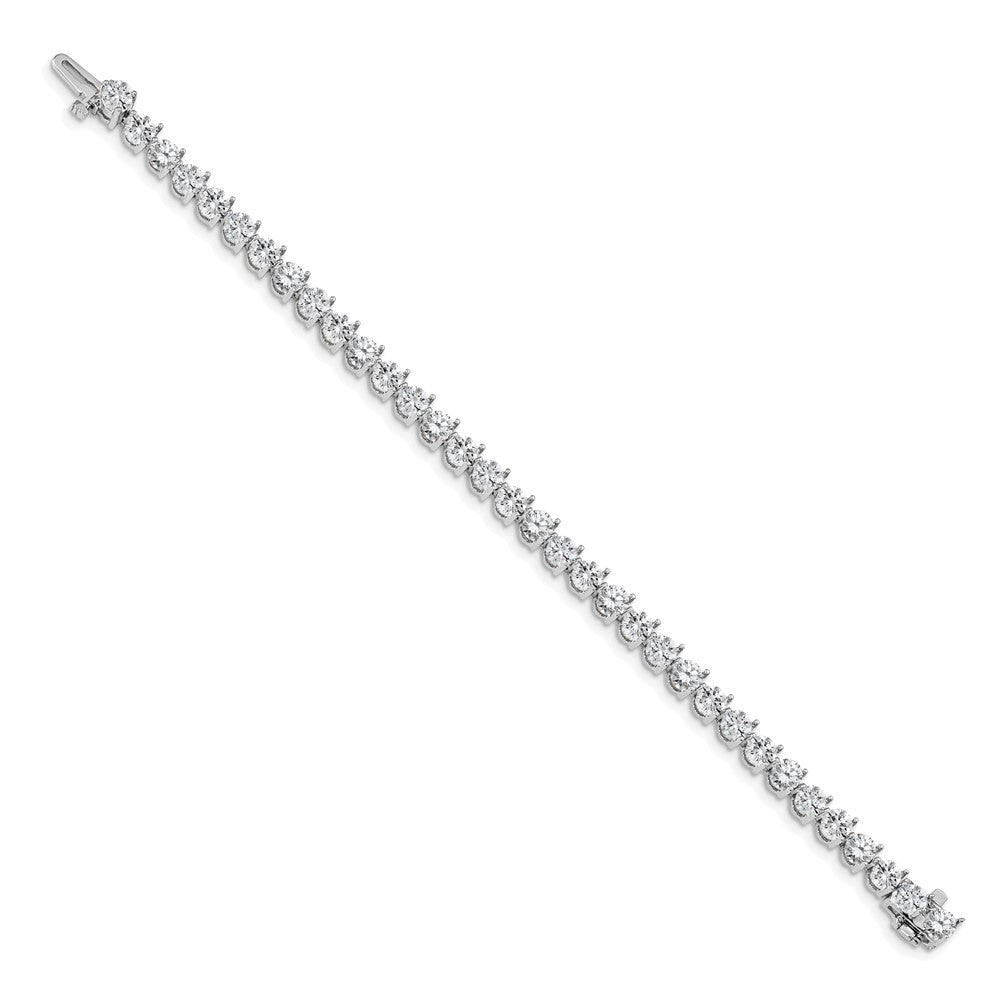 14k White Gold Holds 10.2 carat 34-4.3mm Round Diamond 3-prong 7 inch Tennis Bracelet Mounting