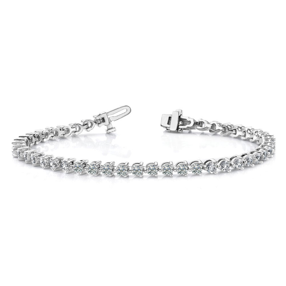 14k White Gold Holds 10.2 carat 34-4.3mm Round Diamond 3-prong 7 inch Tennis Bracelet Mounting