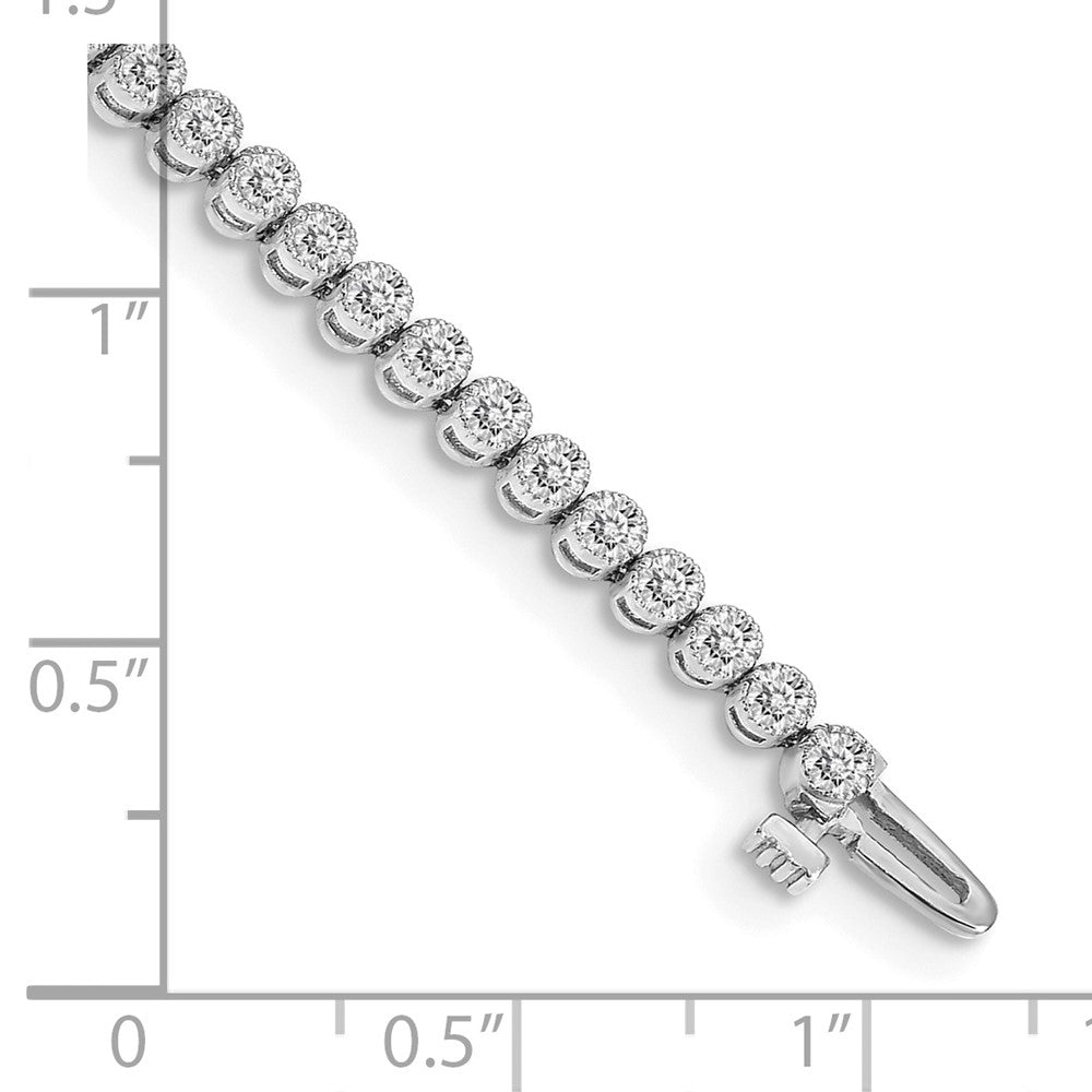 14k White Gold Holds 2.13 carat 61-2.0mm Round Diamond 2-prong 7 inch Tennis Bracelet Mounting