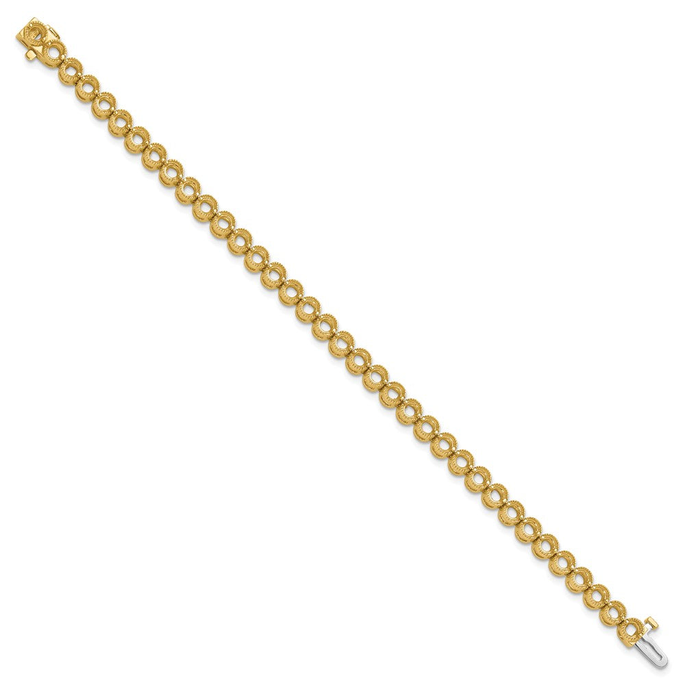 14k Holds 5 carat 36-3.3mm Round Diamond 2-prong 7 inch Tennis Bracelet Mounting