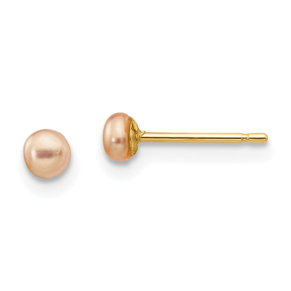 14k Yellow gold;Post;Freshwater cultured pearl
