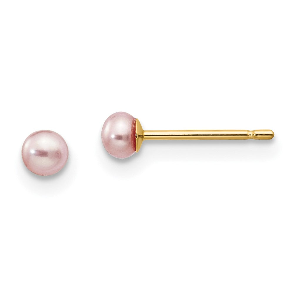 14k Yellow gold;Post;Dyed;Freshwater cultured pearl