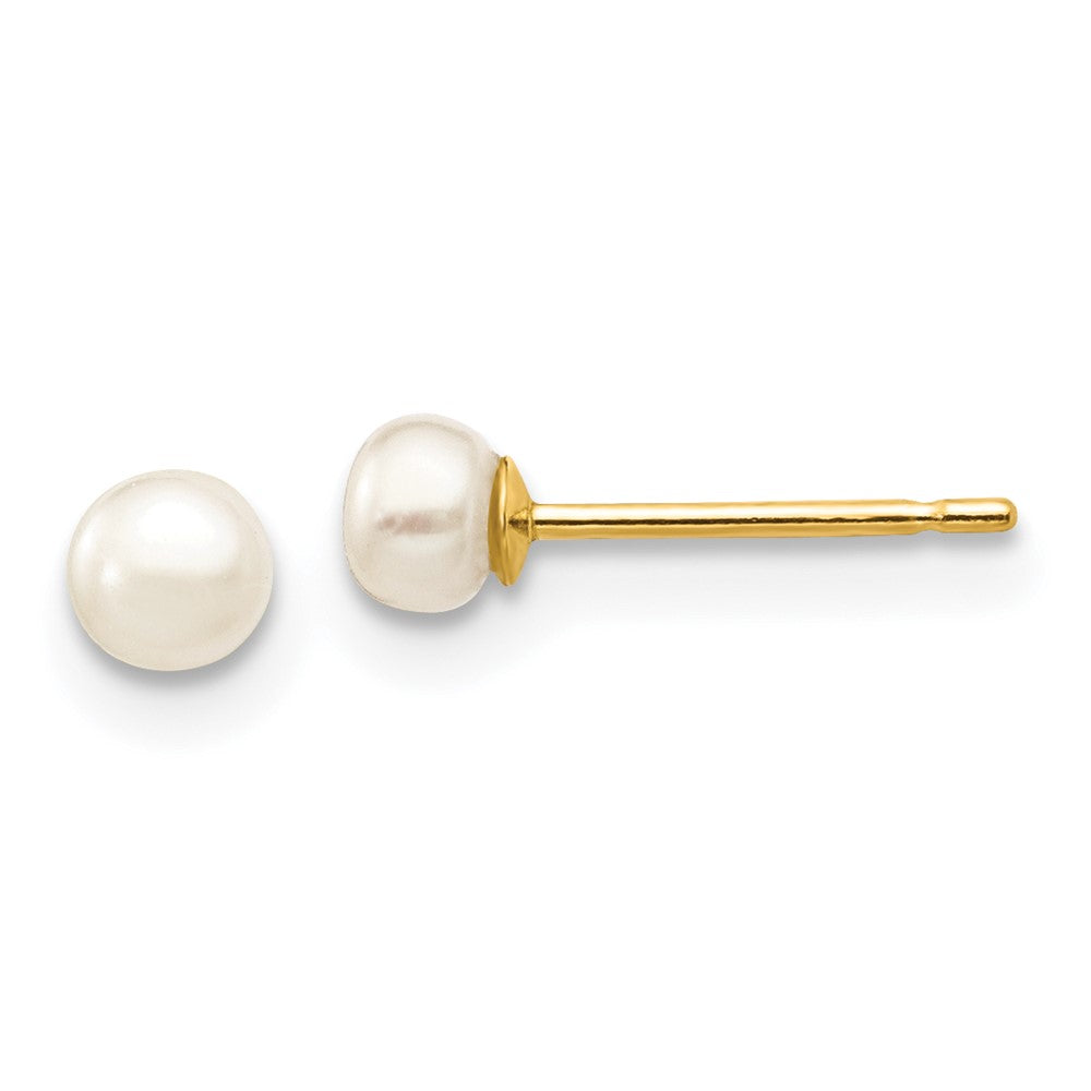 14k Yellow gold;Post;Freshwater cultured pearl