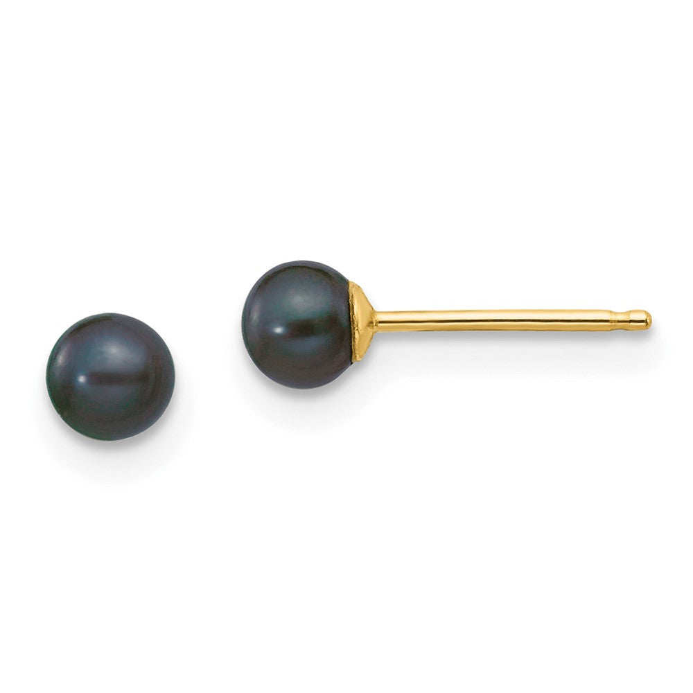 14k Yellow gold;Post;Dyed;Freshwater cultured pearl