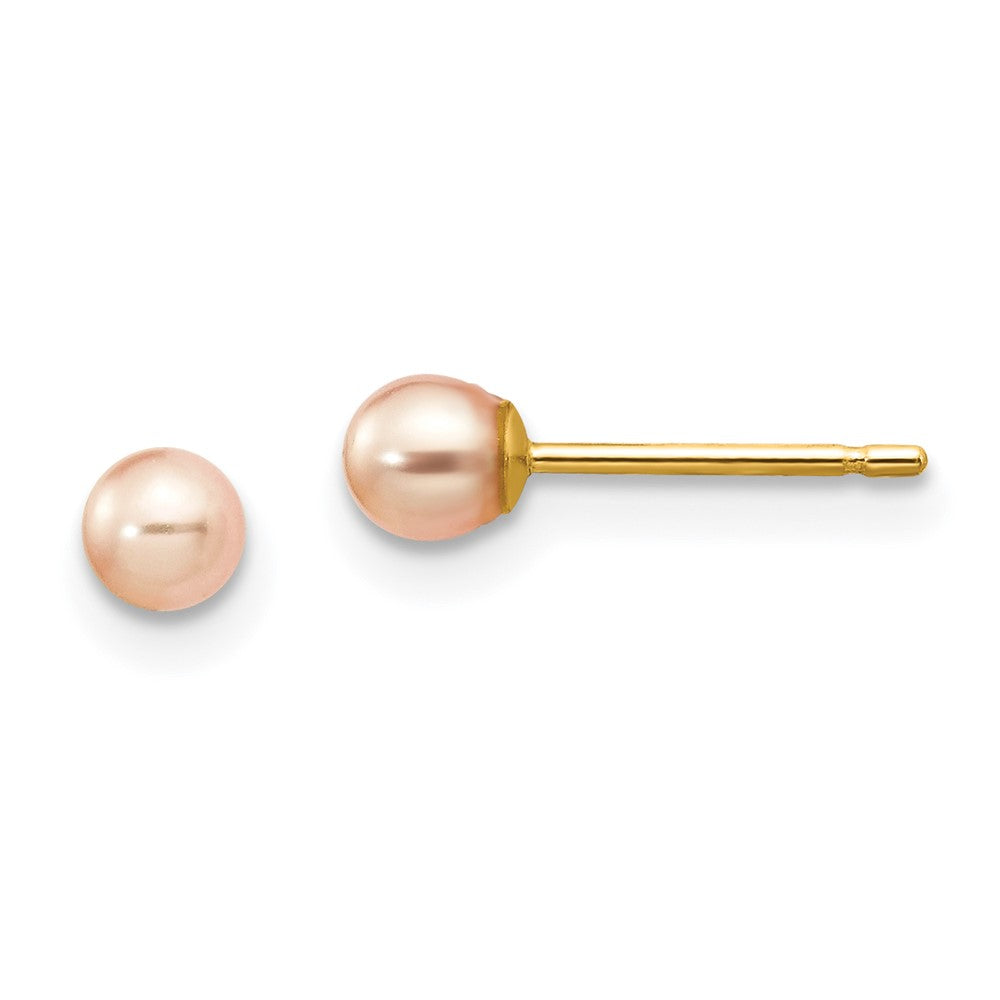 14k Yellow gold;Post;Dyed;Freshwater cultured pearl
