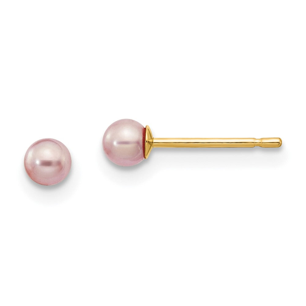 14k Yellow gold;Post;Dyed;Freshwater cultured pearl