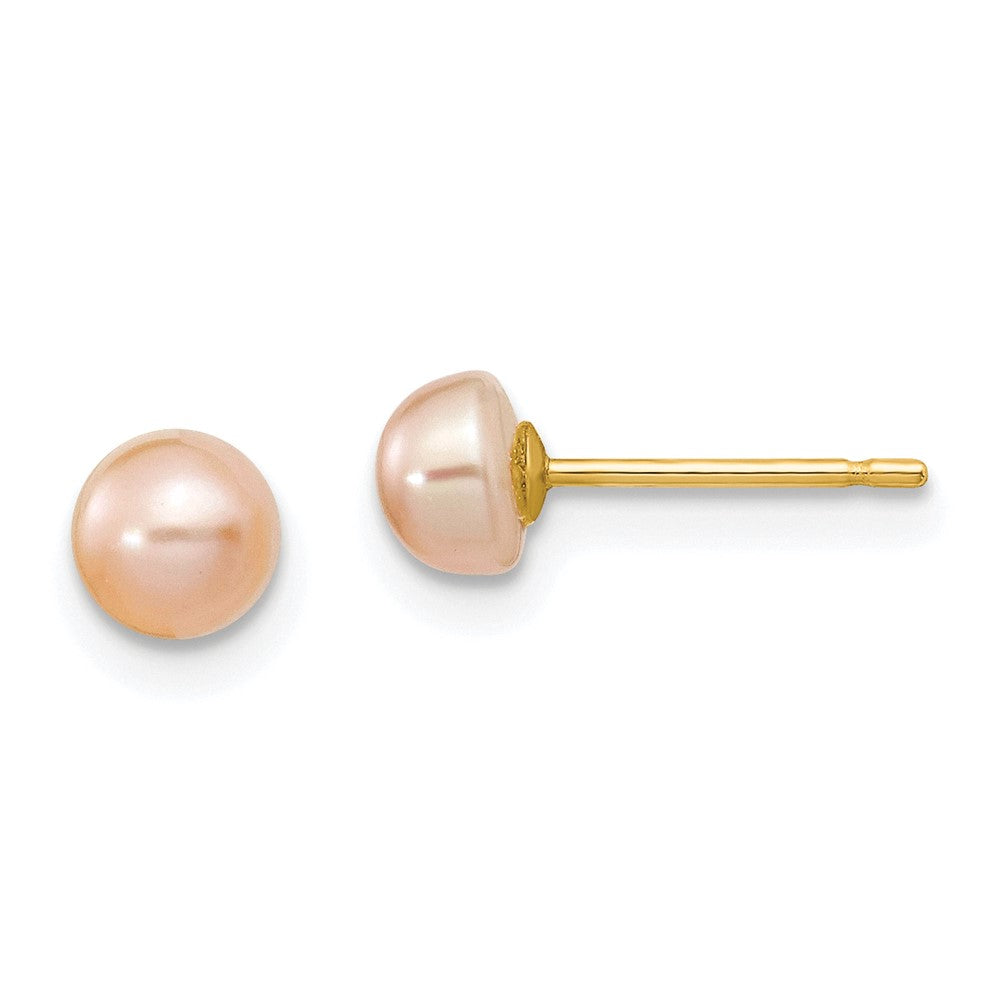 14k Yellow gold;Post;Dyed;Freshwater cultured pearl