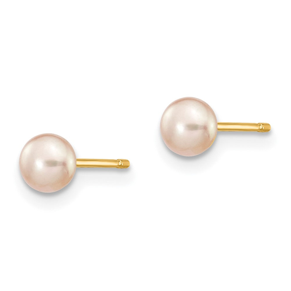 14K 4-5mm Purple Button Freshwater Cultured Pearl Stud Post Earrings
