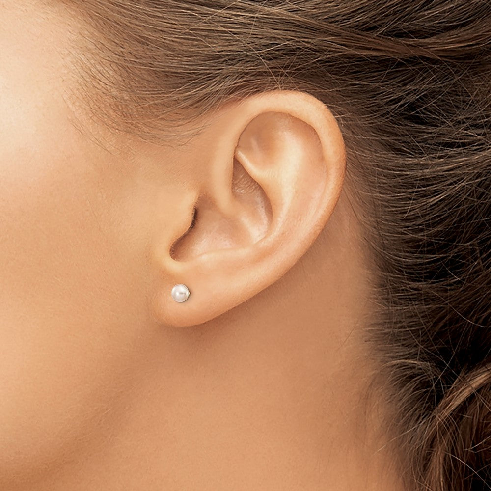 14K 4-5mm Purple Button Freshwater Cultured Pearl Stud Post Earrings