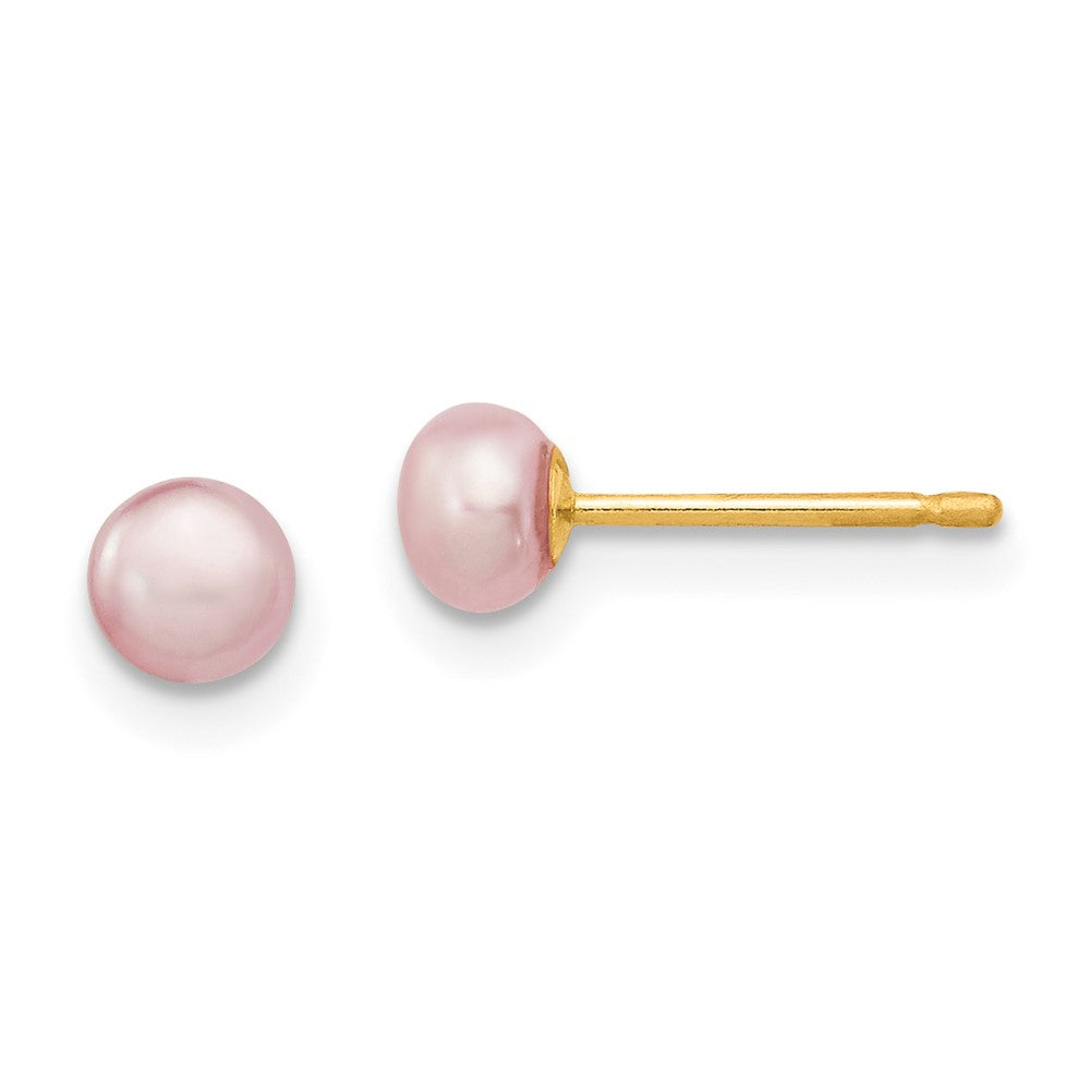14k Yellow gold;Post;Dyed;Freshwater cultured pearl