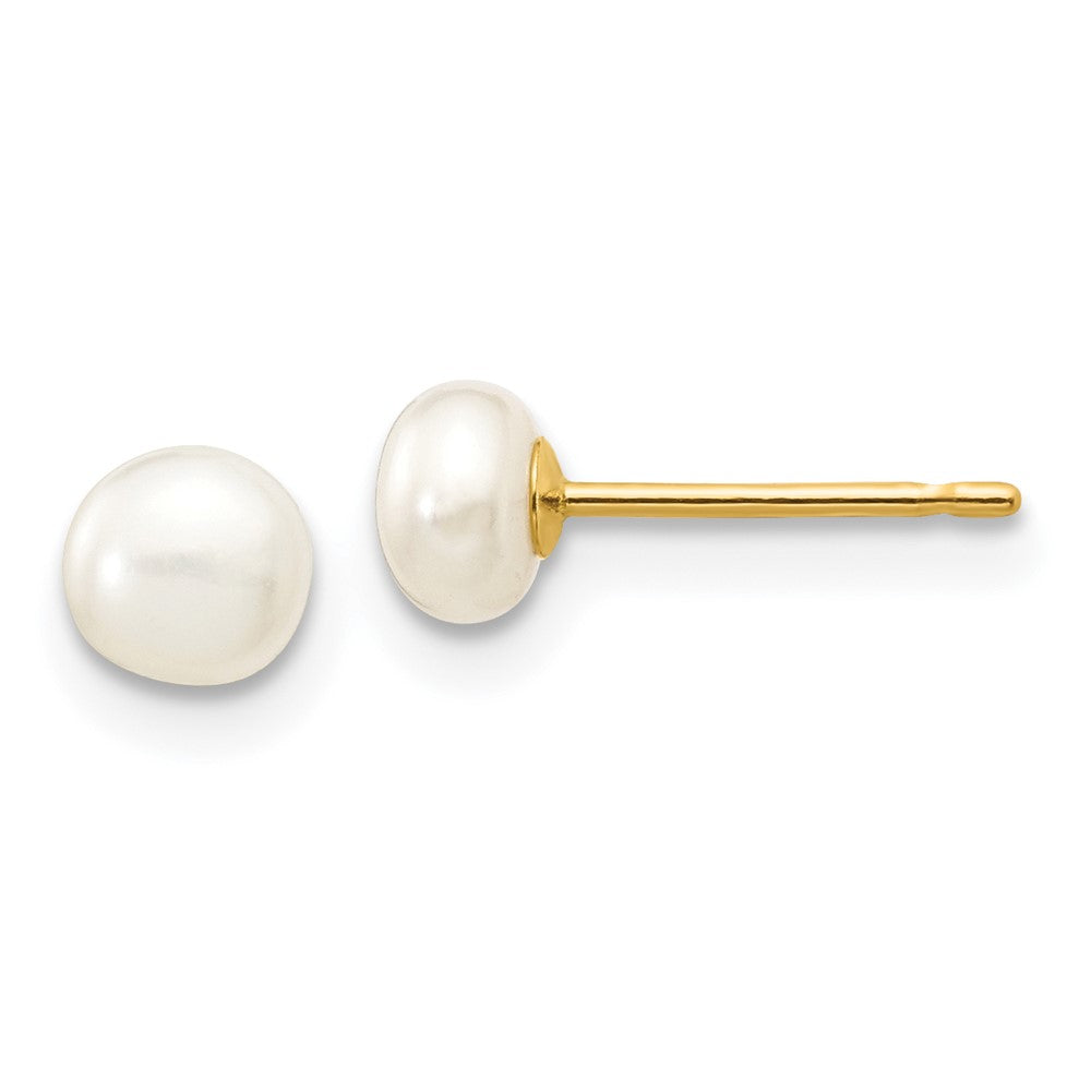 14k Yellow gold;Post;Freshwater cultured pearl