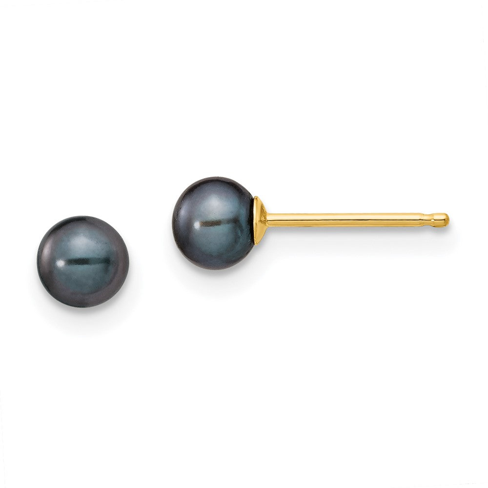 14k Yellow gold;Post;Dyed;Freshwater cultured pearl