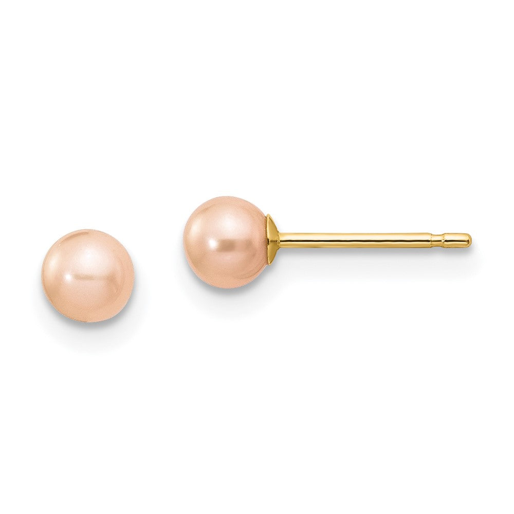 14k Yellow gold;Post;Dyed;Freshwater cultured pearl