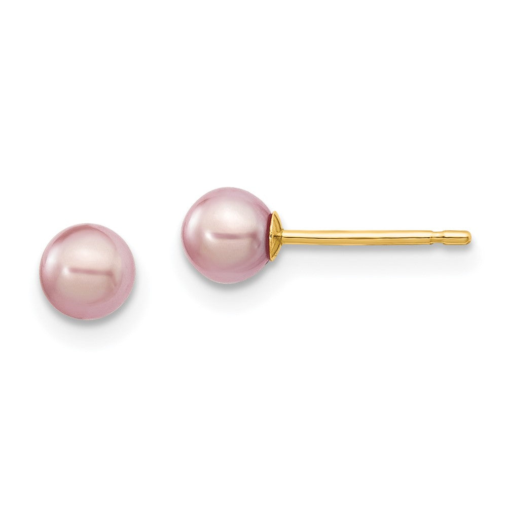 14k Yellow gold;Post;Dyed;Freshwater cultured pearl