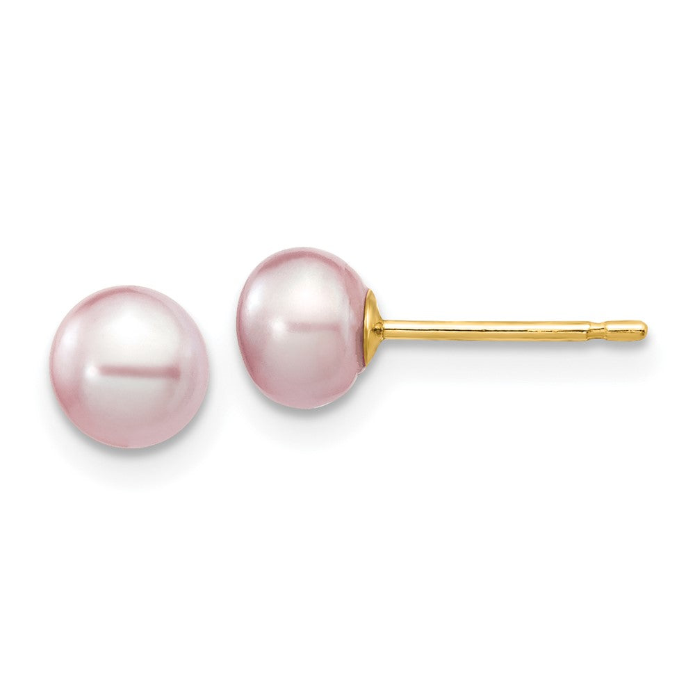 14k Yellow gold;Post;Dyed;Freshwater cultured pearl