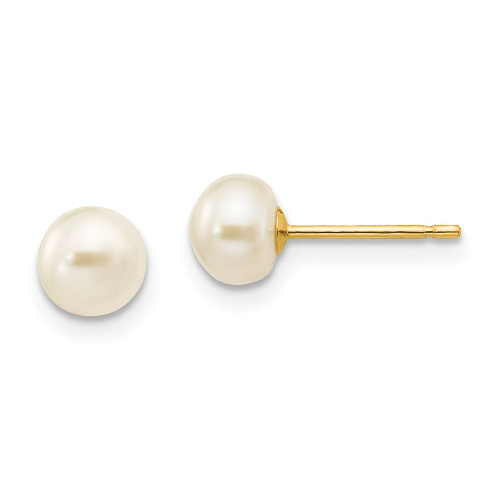 14k Yellow gold;Post;Freshwater cultured pearl