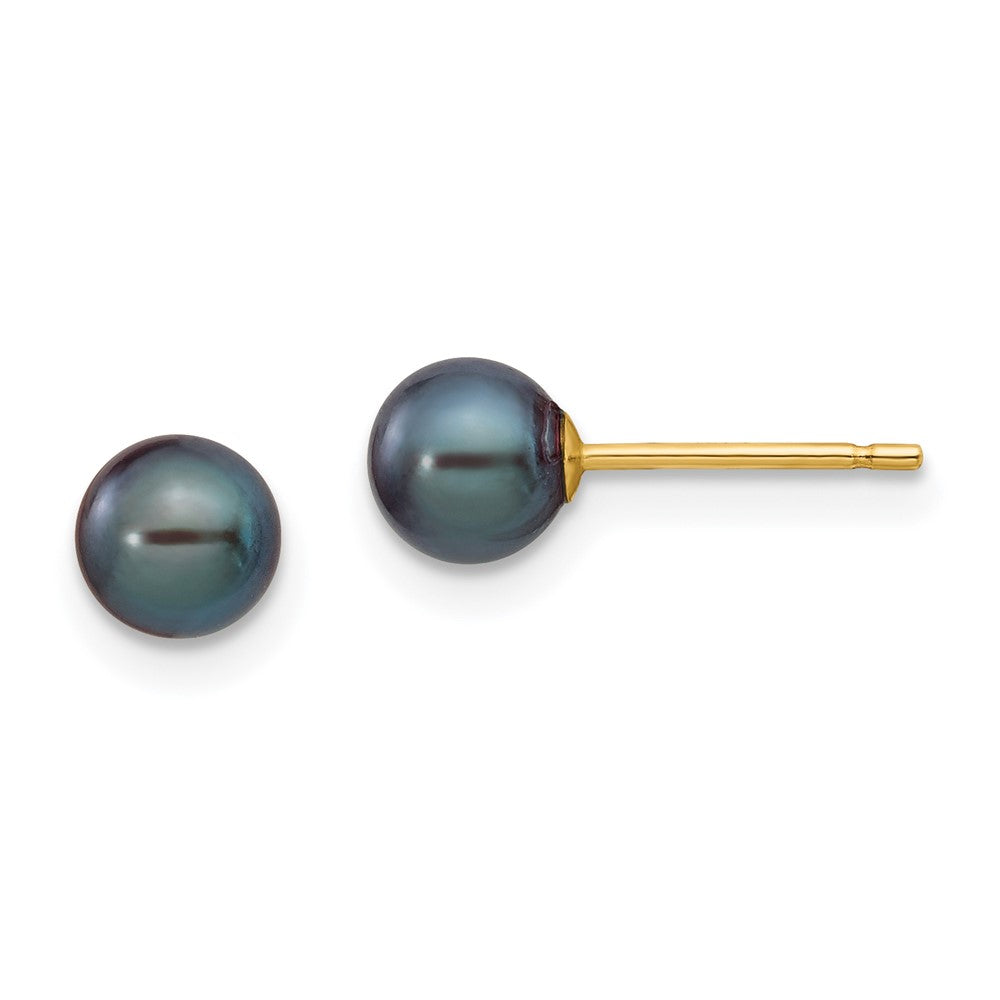 14k Yellow gold;Post;Dyed;Freshwater cultured pearl