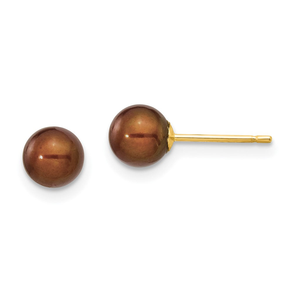 14k Yellow gold;Post;Dyed;Freshwater cultured pearl
