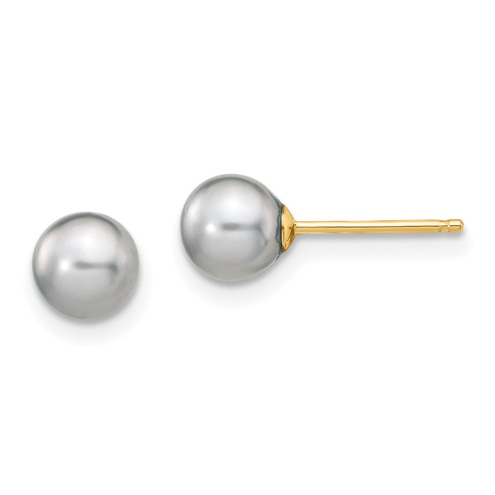 14k Yellow gold;Post;Dyed;Freshwater cultured pearl