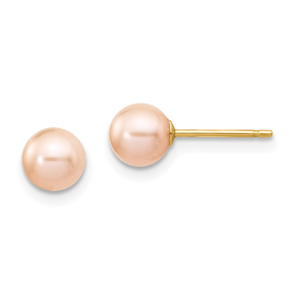 14k Yellow gold;Post;Dyed;Freshwater cultured pearl