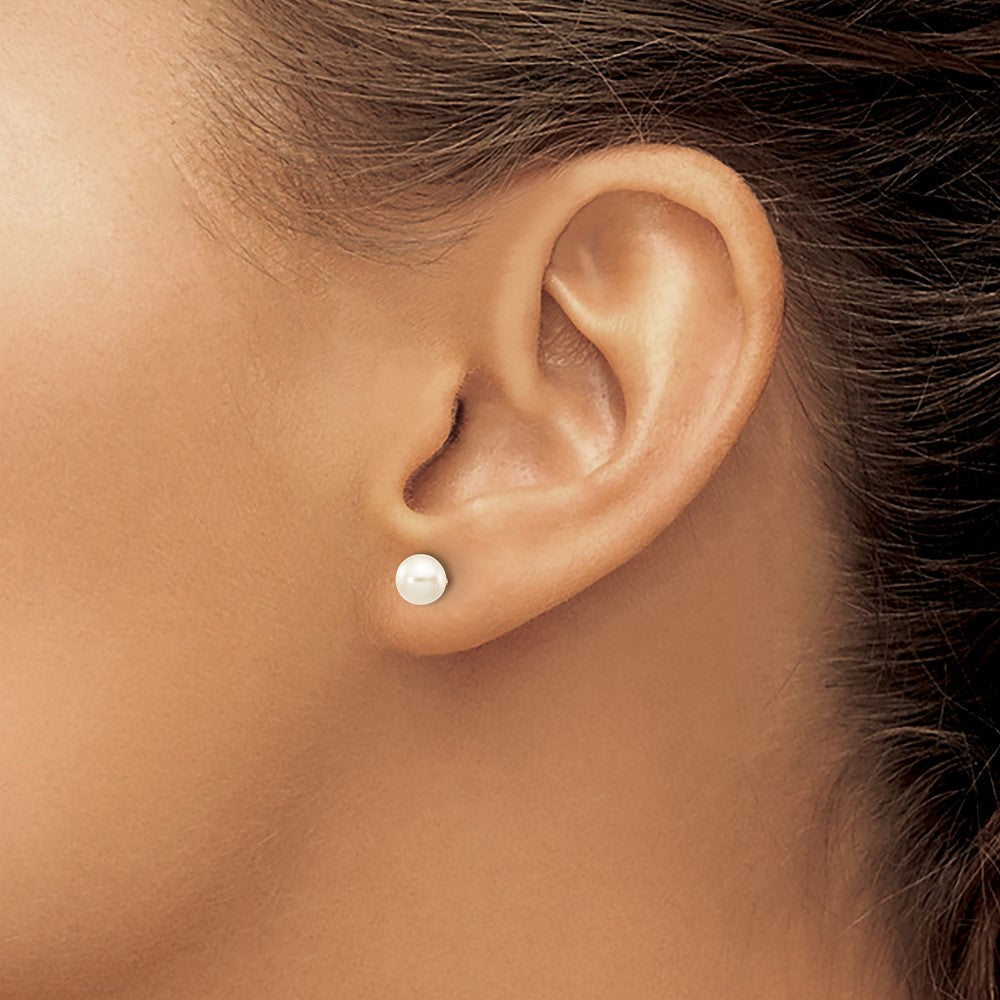 14k 5-6mm White Round Freshwater Cultured Pearl Stud Post Earrings