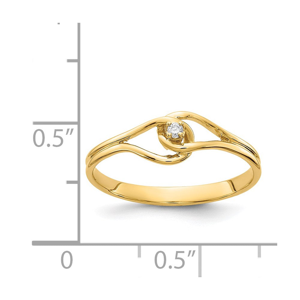 14k Polished AA Diamond Ring