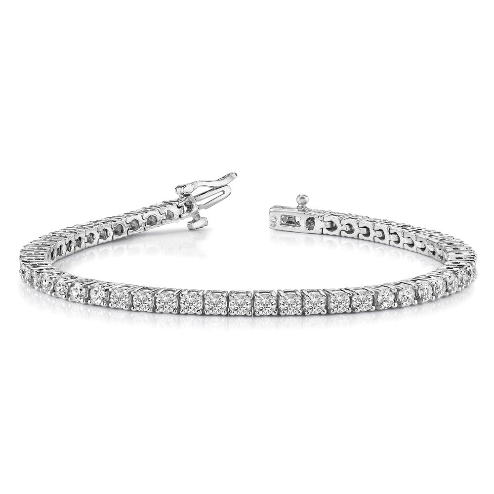 14k White Gold Holds 4.92 carat 52-2.9mm Round Diamond 4-prong 7 inch Tennis Bracelet Mounting