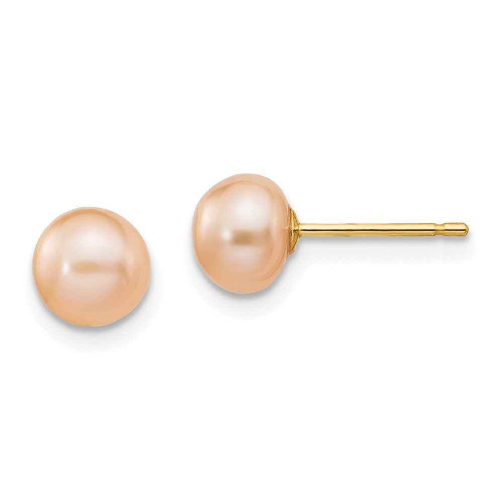 14k Yellow gold;Post;Dyed;Freshwater cultured pearl