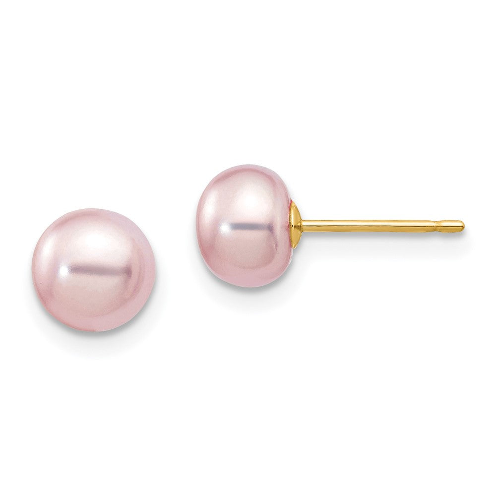 14k Yellow gold;Post;Dyed;Freshwater cultured pearl