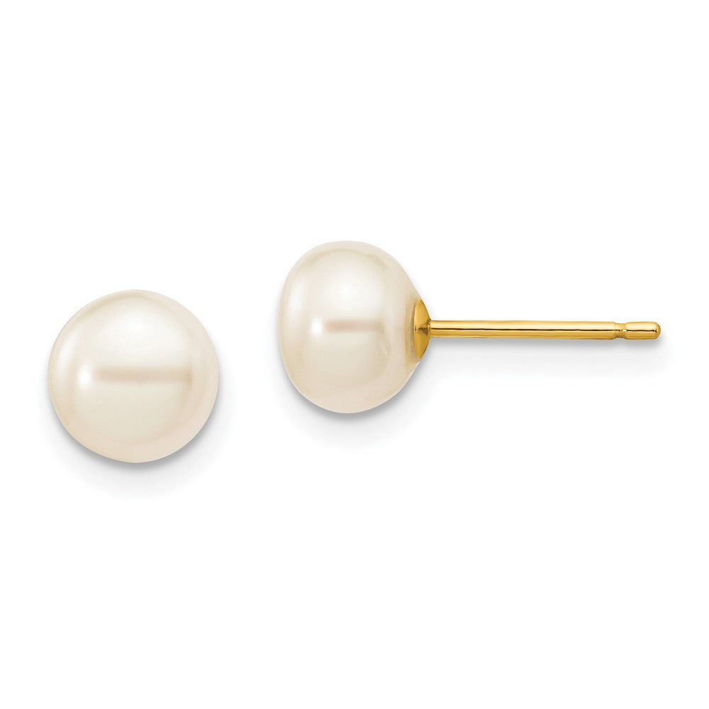 14k Yellow gold;Post;Freshwater cultured pearl