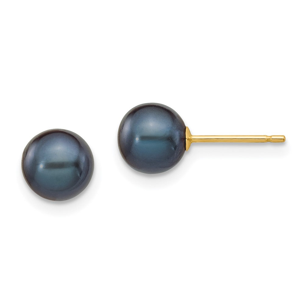 14k Yellow gold;Post;Dyed;Freshwater cultured pearl