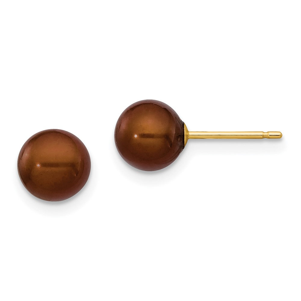 14k Yellow gold;Post;Dyed;Freshwater cultured pearl