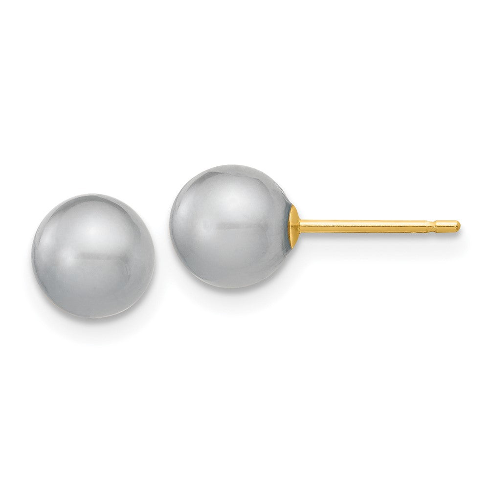 14k Yellow gold;Post;Dyed;Freshwater cultured pearl