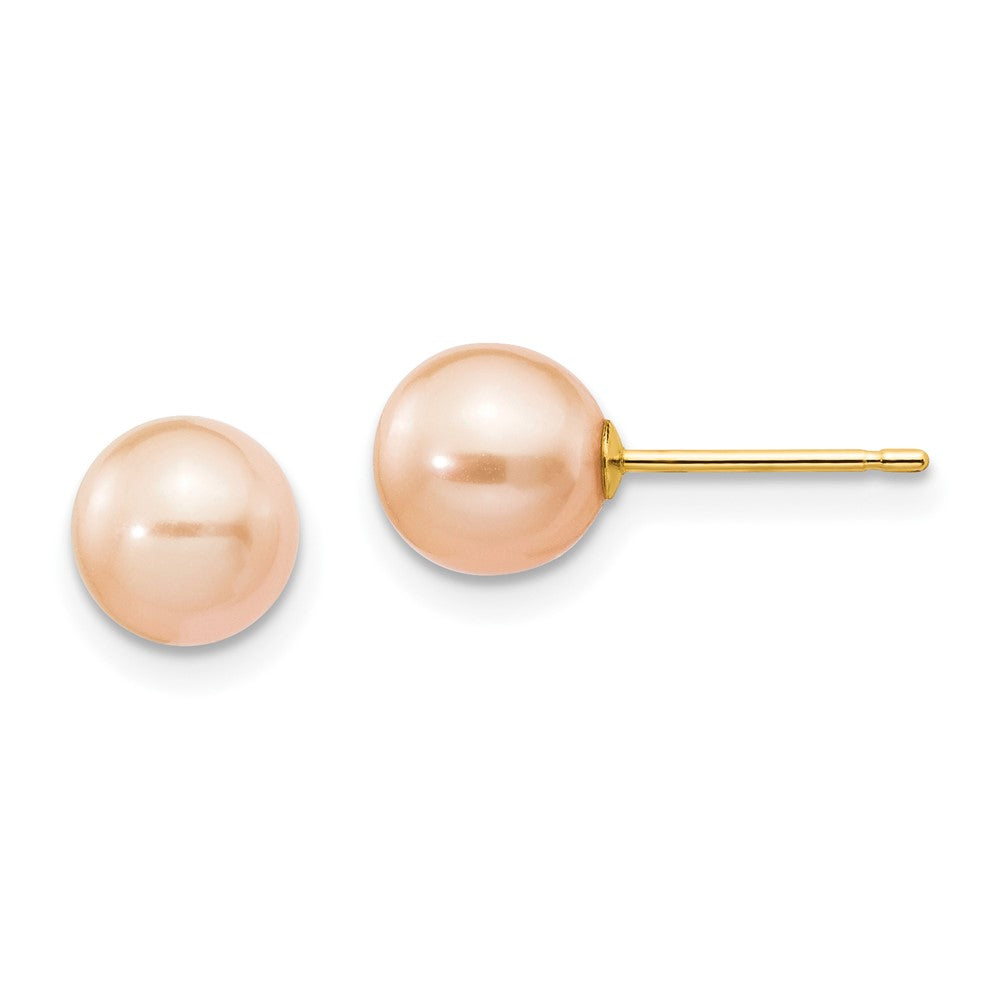 14k Yellow gold;Post;Dyed;Freshwater cultured pearl