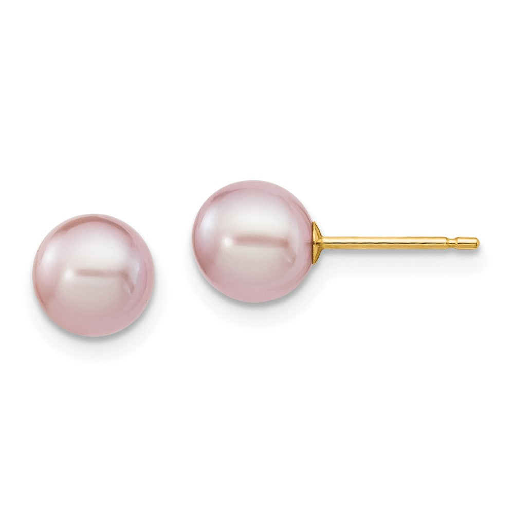 14k Yellow gold;Post;Dyed;Freshwater cultured pearl